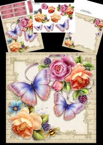 Beautiful Pastel Flowers with Butterflies 8x8 Mini Kit