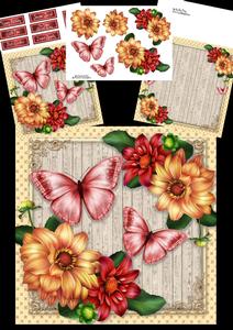 Beautiful Orange Flowers with Butterflies 8x8 Mini Kit