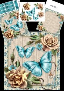 Beautiful Cream Roses with Butterflies 8x8 Mini Kit