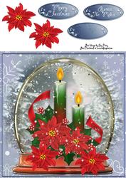 Beautiful Candles in Snow Globe 8x8