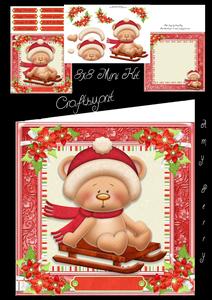 Beautiful Teddy Bear on Sledge 8x8 Mini Kit