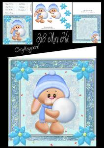 Cute Bunny with Snowball 8x8 Mini Kit