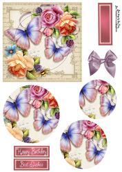 Beautiful Pastel Flowers with Butterflies Pyramid