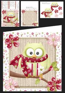 Cute Owl with Red Scarf 8x8 Mini Kit