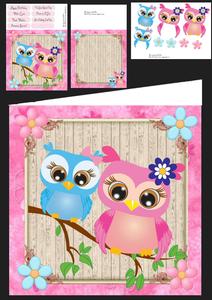 Gorgeous Pink and Blue Owl 8x8 Mini Kit