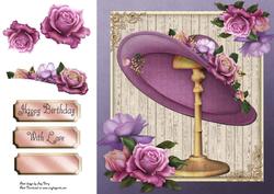 Beautiful Lilac Hat with Roses 8x8