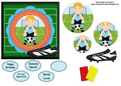 Boy Sitting on a Football Circle Pyramid