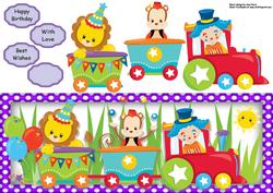 Animal Train in Purple Polka Dot Frame