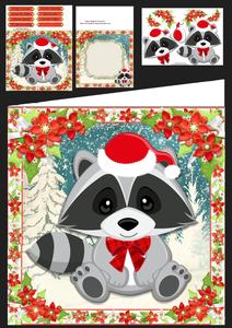Adorable Festive Racoon 8x8 Mini Kit