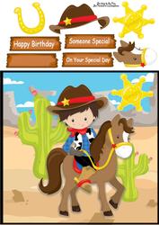 Yee-haw Cowboy Riding a Horse 8x8