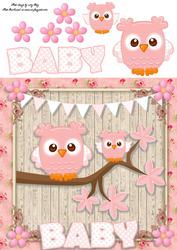 Baby Girl Owl 8x8