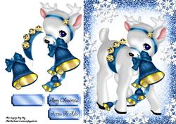 Gorgeous White Reindeer with Blue Bell