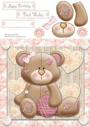 Gorgeous Knitting Bear 8x8