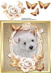 Beautiful Westie with Cream & Gold Roses