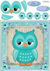 Gorgeous Aqua Owl 8x8
