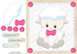 Gorgeous Lamb with Pink Bow 8x8