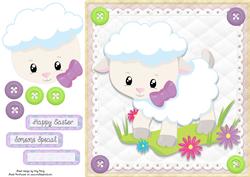 Gorgeous Lamb with Lilac Bow 8x8