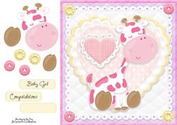 Adorable Pink Giraffe 8x8