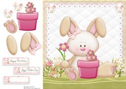 Teddy Bunny with Flower Pot 8x8