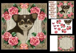 Tea Cup Puppy with Pink Roses 8x8 Mini Kit