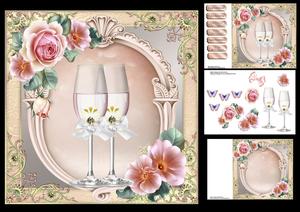 Champagne Flute's with Pink Flowers 8x8 Mini Kit