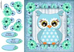 Gorgeous Aqua Owl 8x8