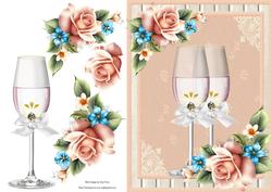 Champagne Glasses with Pink Roses