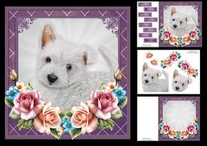 Westie with Roses 8x8 Mini Kit