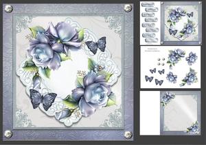 Beautiful Blue Roses & Butterflies 8x8 Mini Kit
