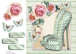 Green Shoe & Roses 8x8
