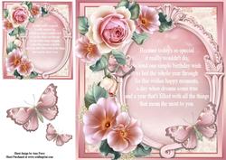 Beautiful Pink Rose Birthday Verse 8x8