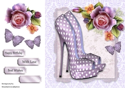 Beautiful Lilac Polka Dot Shoe 8x8