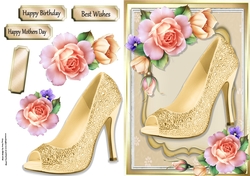Beautiful Golden Shoe With Roses