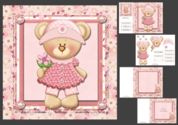 Pink Flower Bear 8x8 Mini Kit