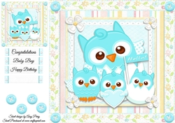 Blue Baby Owls 8x8