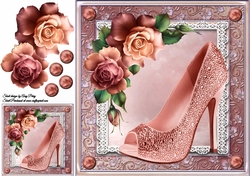 Beautiful Burnt Orange Shoe With Roses 8x8