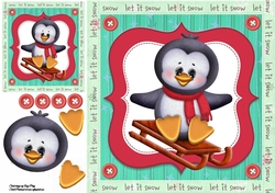 Cute Penguin With Red Scarf 8x8