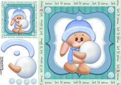 Cute Bunny With Blue Hat & Snowball 8x8