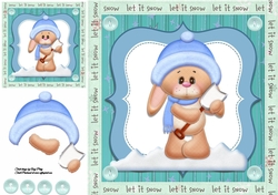 Cute Bunny With Snow Shovel 8x8