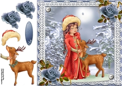 Pretty Girl With Deer 8x8