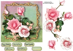 Beautiful Pink & White Roses 7x7