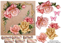 Beautiful Pink & Gold Roses 7x7