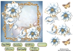 Beautiful Blue Festive Flowers 7x7