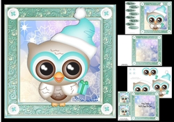 Adorble Blue Christmas Owl 8x8 Mini Kit