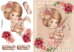 Beautiful Vintage Girl With Bunny