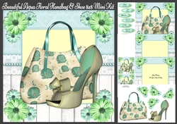 Beautiful Aqua Floral Handbag & Shoe 8x8 Mini Kit`