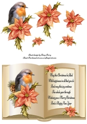 Beautiful Robin With Poinsettia in folded book