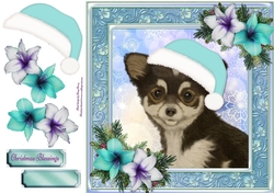 Adorable TeaCup Puppy in Blue Santa Hat 8x8