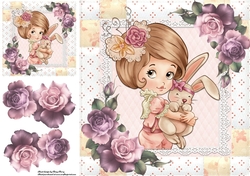 Pretty Girl With Bunny 8x8