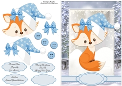 Cute Fox With Blue Santa Hat